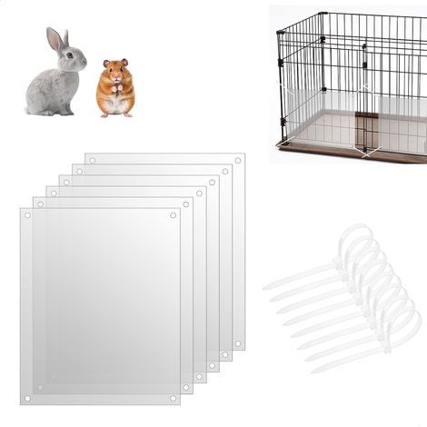Doublures de Protection pour Cage, 6 Pièce Transparent Doublures de Bord de la Cage pour Animaux 26x21cm Pouces de Doublure pour Cage avec 100 Attaches pour Lapin Hamster et Autres Petits Animaux (1/5)