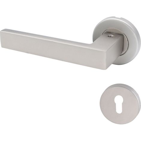 Poignées de Porte, Cylindre, Inox, Carré 7 mm, Kit complet, pour Porte d'Intérieure (1/2)
