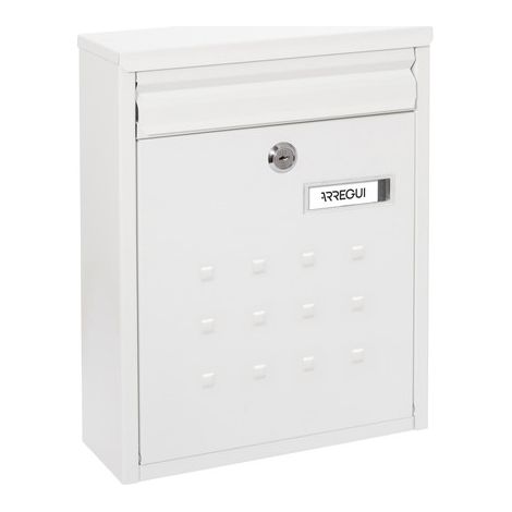 Arregui – Boîte aux lettres murale en acier galvanisé – Taille M pour courrier A4 et magazines – Étanche et facile à installer – Fond étroit, regroupable