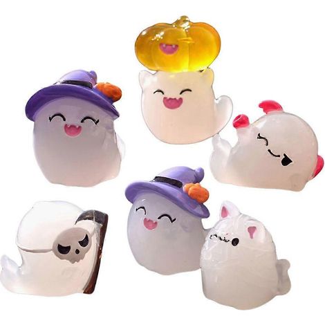 Figurines miniatures fantomatiques d'Halloween (7 pièces), phosphorescentes, pour décoration de jardin. (1/5)