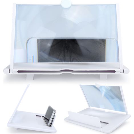 Support loupe 3D haute définition 12 pouces pour écran de téléphone portable, blanc