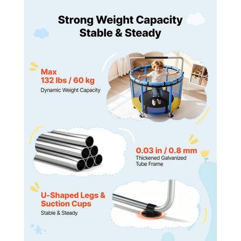 Trampoline pour Enfants 150 cm Mini-trampoline Charge jusqu'à 60 kg, Pour Tout-petits Intérieur Extérieur, Stable, Avec Filet de Sé… (1/5)