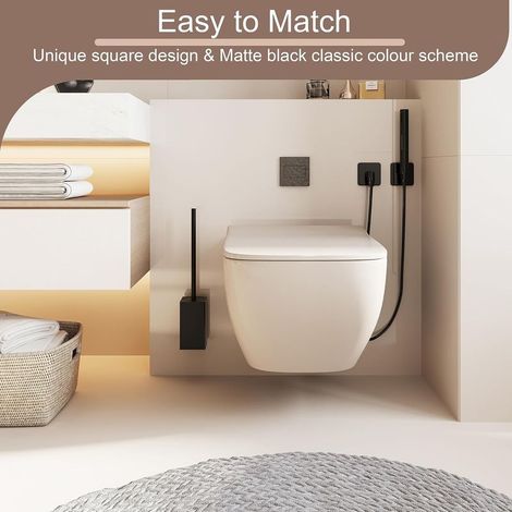 Set mit 2 Wand-WC-Bürstenhaltern, mattschwarz, Metall (1/5)