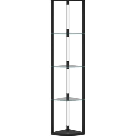 LED Floor Lamp with Shelves, Dimmable Standing Lamp with Foot Switch for Living Room, Bedroom, Black