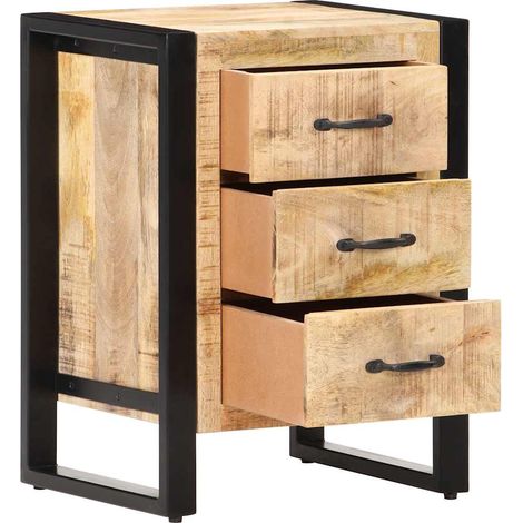 Table de chevet Adulte, Table d'appoint 40x35x55 cm Bois de manguier solide SH3489 (1/5)