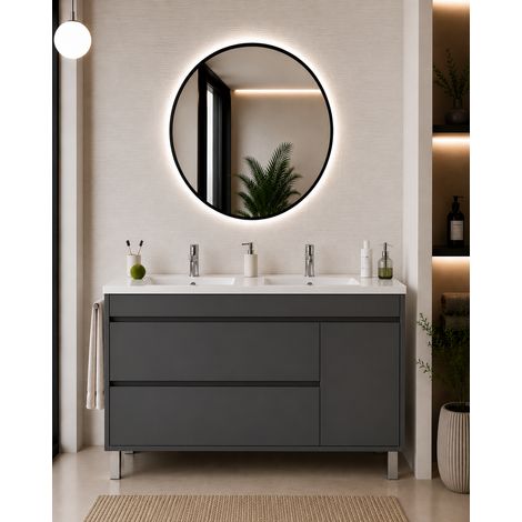 Meuble de salle de bain avec vasque ORIGENBATH CAPRERA sans miroir 120x45 cm double vasque graphite (1/3)