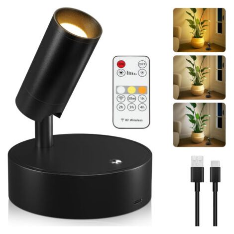 Applique murale tactile à intensité variable, spot magnétique sans fil, rotation à 350°, rechargeable, idéale pour la cuisine et la chambre (noir) (1/5)