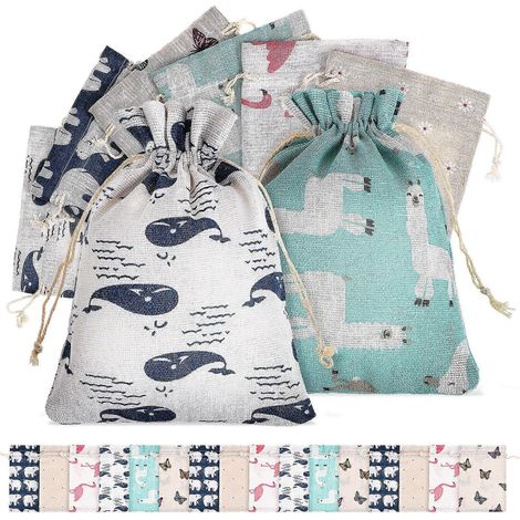 Lot de 24 sacs cadeaux à cordon en tissu, petits sacs en jute.-18.00X13.00X0.50CM (1/3)