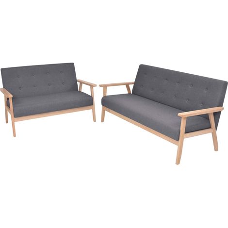 Sofa-Set 2-tlg. Stoff Dunkelgrau vidaXL (1/5)