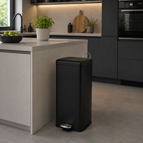 Metall Tretmülleimer 30L schwarz-MTM1002-schwarz (1/4)
