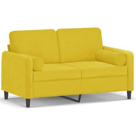 Canapé 2 places，Sofa pour Salon，Banquette avec oreillers décoratifs jaune 120 cm velours CFW271259 (1/5)