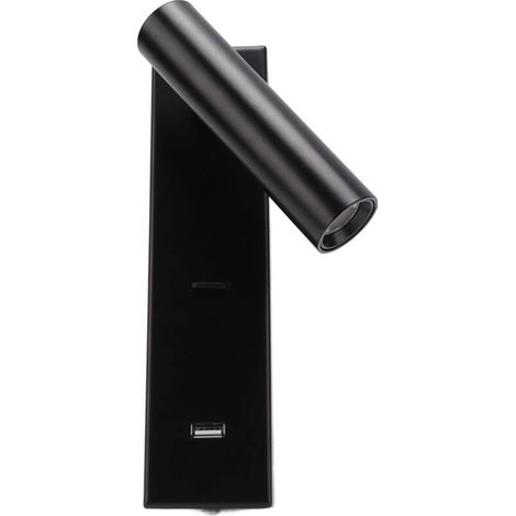 Applique murale LED rechargeable – Lumière chaude 5V 2A – Alliage aluminium noir – Angle réglable 350° – Pour chambre et bureau - 100-240V