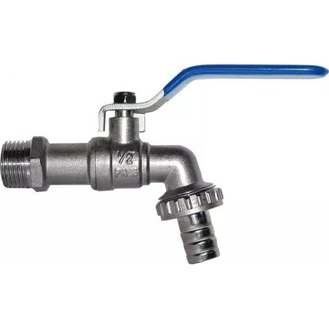CYRILL – Rubinetto a sfera per lavatrice, giardino e casa 1/2", rubinetto da parete esterno in ottone grigio. Il rubinetto da giardino resiste a pressioni dell'acqua fino a 15 br. Rubinetto filettato  (1/5)