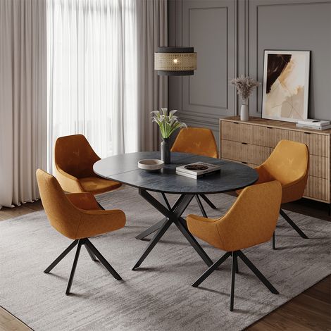 Mesa de comedor Loyd, Antracita/Negro, 120 x 120 cm Extensible, Vicco (1/5)