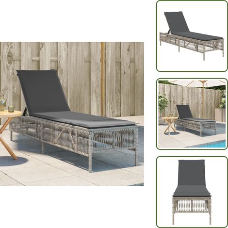 vidaXL Sonnenliege mit Auflage Hellgrau Poly Rattan (1/5)