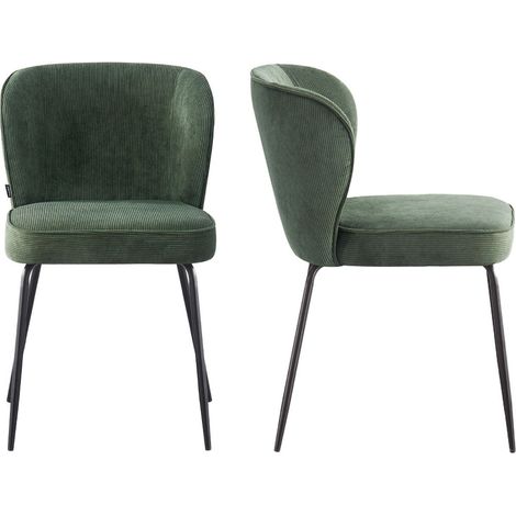 Lot de 2 chaises en velours côtelé vert kaki - Tara (1/5)