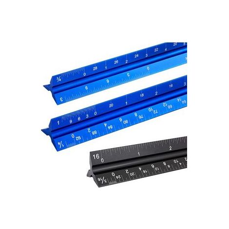 Lot de 3 règles triangulaires en aluminium 12 pouces – Règle d’échelle métrique et impériale pour architecte, dessinateur et bricoleur (1/2)