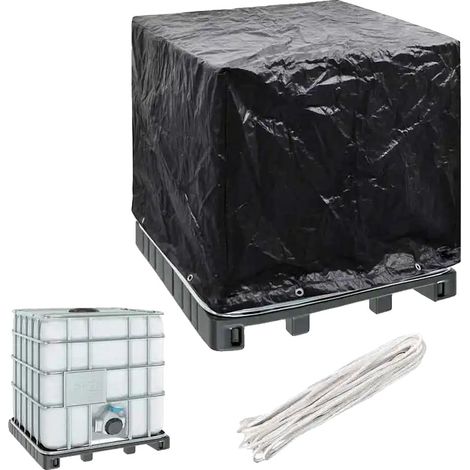 Funda protectora para depósito IBC, resistente a los rayos UV, impermeable, negra. (1/2)
