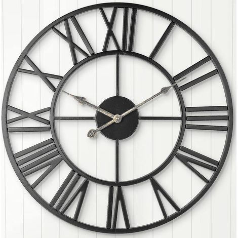 Horloge murale silencieuse 2026, style ferme européenne vintage, chiffres romains, 40 cm, sans tic-tac.