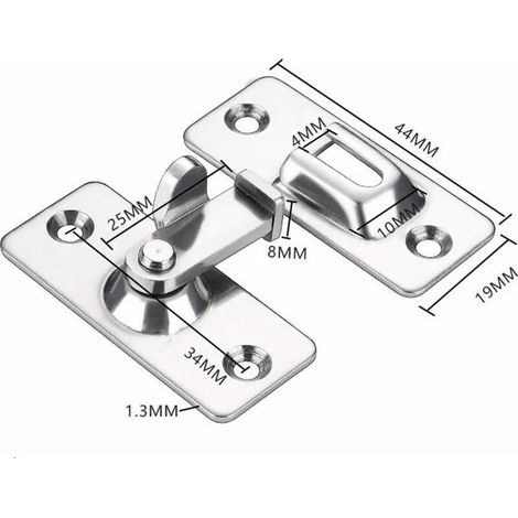 VURAHOME - Loquet de porte à 90 degrés, loquet d'angle de sécurité pour porte coulissante/poussée en acier inoxydable, nickel satiné (1/4)