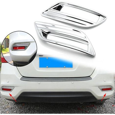 1 pair of silver ABS automotive rear fog light trim cover frames suitable for Nissan Sylphy 2016-2017 (1/5)