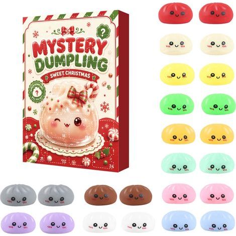Weiches, langsam federndes, brötchenförmiges Stressabbau-Spielzeug mit 24-tägigem Weihnachts-Countdown (Überraschungsbox), Typ A. (1/5)