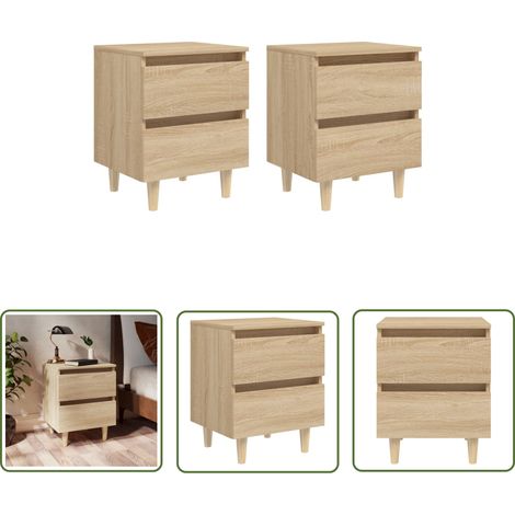 The Living Store Nachttische 2 Stk. Kiefernholz-Beinen Sonoma-Eiche 40x35x50cm - Nachttisch - Wohnzimmer Dekoration - Schreibtischlampe - Massiver Tisch - Eiche Möbel (1/5)