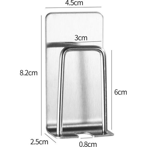 (Argent - 1 pièce) Porte-brosse à dents mural en acier inoxydable, sans perçage, pour salle de bain. Étagère de rangement. (1/5)