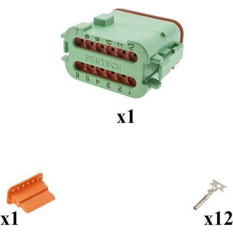 Kit connettore serie DT maschio porta femmina 12 vie EP06 Verde