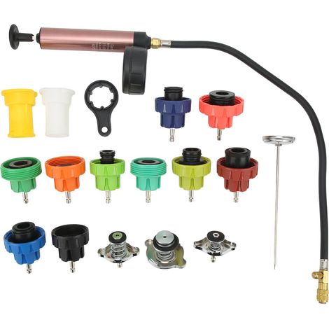 Kit Testeur de Fuite Refroidissement Radiateur Pression 0-35psi Détecteur Auto Liquide de Refroidissement Purge Sous Vide Adaptateur Culasse Réservoir (1/5)