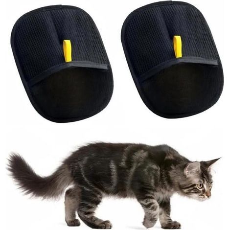 2 guanti per peli di gatto, spazzola a doppia faccia per peli di animali domestici, utilizzabili per pulire, rimuovere i peli e toelettare divani (B) (1/4)