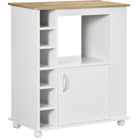 Carrello da Cucina con Armadietto e Ripiani Regolabili 75x39,5x88 cm Bianco (1/5)