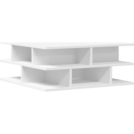 Tavolino con ripiani design moderno e contemporaneo 70 x 70 x 29 cm legno ingegnerizzato bianco DEC037938