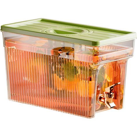 Distributeur d'eau froide 3L avec robinet, récipient PET pour réfrigérateur, filtre, contenant à boisson pour maison et fête, vert (1/5)