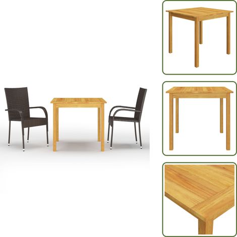 Ensemble à manger de jardin 3 pcs Marron - Table De Jardin - Salon De Jardin - Mobilier De Jardin - Acacia - Set De Table (1/5)