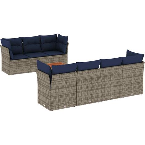 Maison Exclusive - 8-tlg. Garten-Sofagarnitur mit Kissen Grau Pol (1/5)
