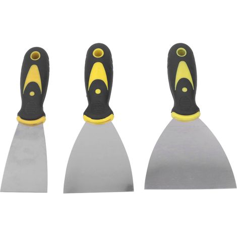 Kit de 3 outils pour mastic, enduit et ruban adhésif, idéal pour la peinture, le papier peint et les plafonds.