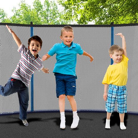 Trampolín de exterior con red de seguridad, escalera, capacidad 181 kg, azul (1/5)