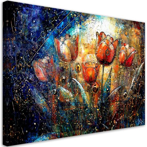 Tableau sur toile Tableau sur toile Fleurs abstraites colorées 90x60 (1/5)