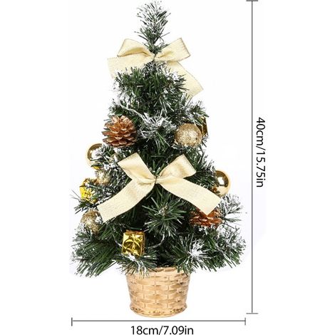 Sapin de Noël artificiel de table de 40 cm, mini sapin de Noël avec guirlande lumineuse LED pour le jour de Noël (1/5)