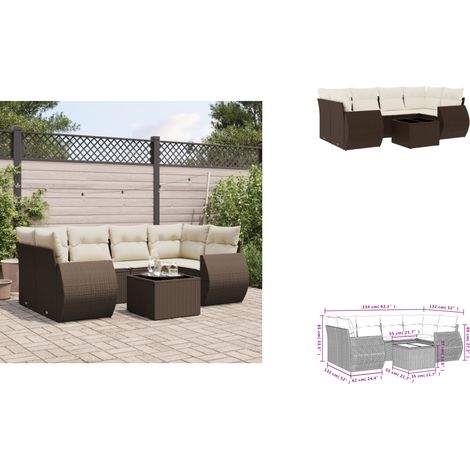 7-tlg. Garten-Sofagarnitur mit Kissen Braun Poly Rattan - Garten Sofagarnitur - Garten Sofagarnituren - Outdoor Sofagarnitur - Sofagarnitur Terrasse (1/3)