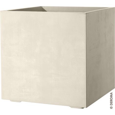 Deroma Pflanztopf Quadro Millennium Kunststoff 39 cm perlweiß mit Ablauflöchern