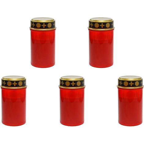 Lot de 5 bougies solaires pour tombes de cimetière avec éclairage LED, différentes puissances de vent. (1/5)