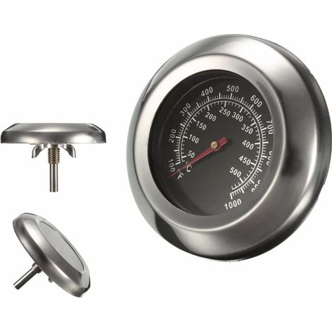 Termometro per Barbecue Affumicatore Forno Grill 50-550 Gradi Nero Inox