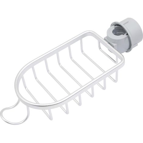 Sollbry Soporte para esponja de grifo de cocina, organizador de fregadero, soporte de aluminio para jabonera y cepillos, para accesorios de cocina y baño (plateado) (1/5)