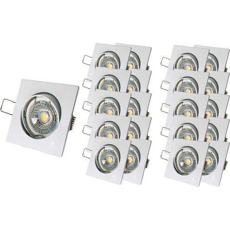 Lot de 20 Spot led carré blanc 230v 38° blanc chaud (1/4)