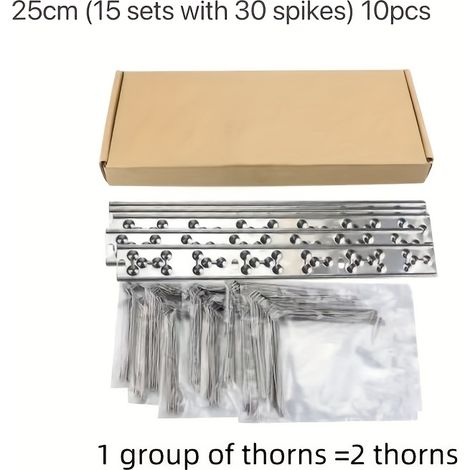 Lot de 10 pics anti-oiseaux en acier inoxydable avec bases — Adaptés aux clôtures de jardin repousse les oiseaux et les chats. (1/5)