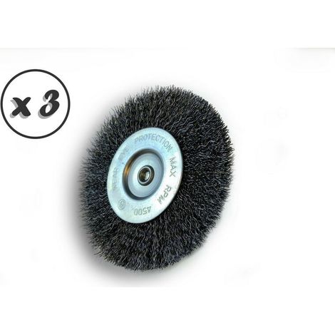 Brosse circulaire métallique sur tige Ø 100 mm Fil acier dur - Quantité x 3 - Ø 100 mm - Ep. 8 mm - Acier dur (1/5)