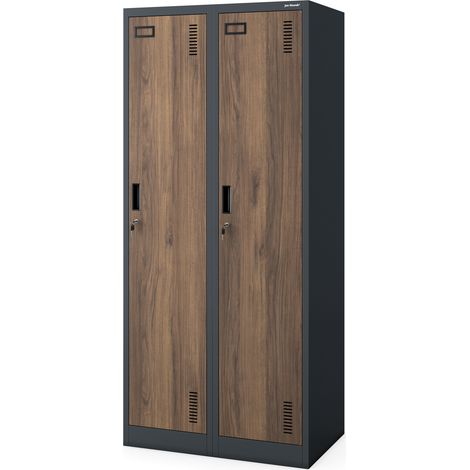 Armoire industrielle en métal pour les documents KACPER, 800 x 1800 x 500 mm, Eco Design: anthracite/ noyer
