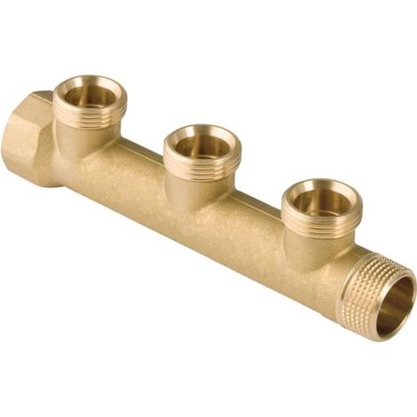 Geberit Verteiler mit Gewindeanschluss und Abgang für Eurokonus, R 3/4", G 3/4", 3 Abgänge, Messing/bleifreie Siliziumbronze (1/4)